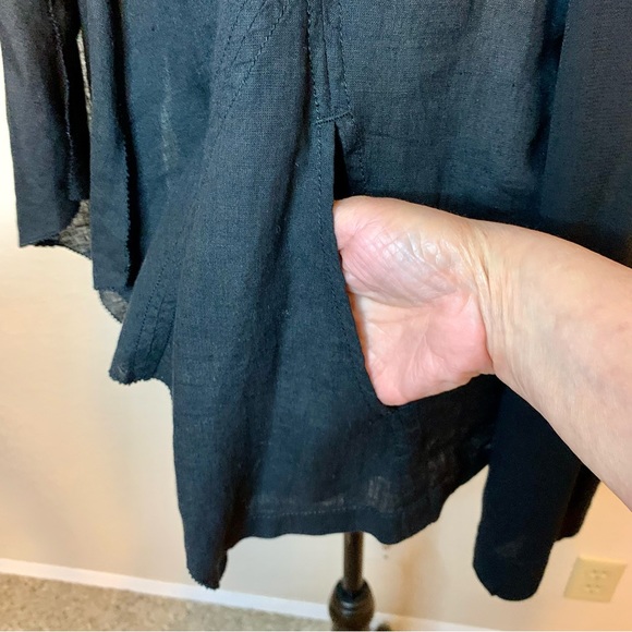 Pure DKNY Open Waterfall Front Drapey Linen Jacket Black Size Medium - Picture 7 of 16